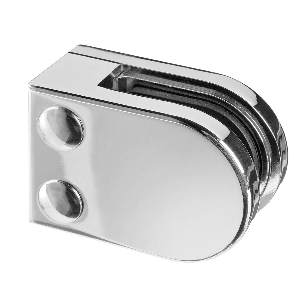 Q-railing stiklo laikiklis prie stačiakampio vamzdžio MOD 2500 cinkas, pav. chromas