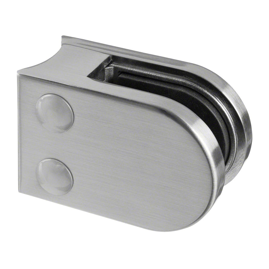 Q-railing stiklo laikiklis prie apvalaus vamzdžio MOD 2500 Ø42,4 mm, cinkas, ner. plieno išvaizda (brushed, anodised)