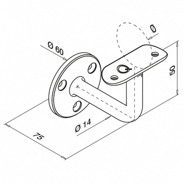 Q-railing handrail bracket MOD 0100 130100-042-12