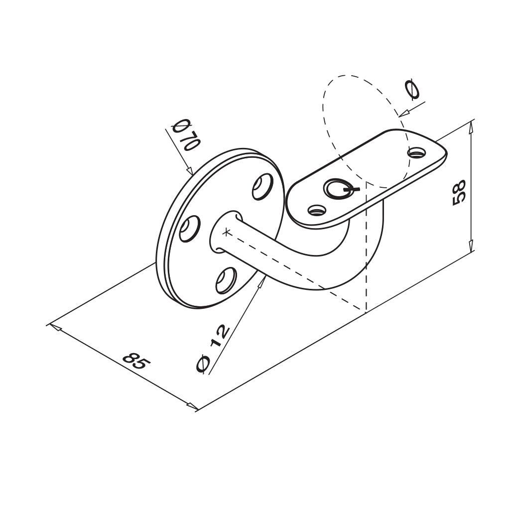 Q-railing sieninis porankio laikiklis MOD 0115