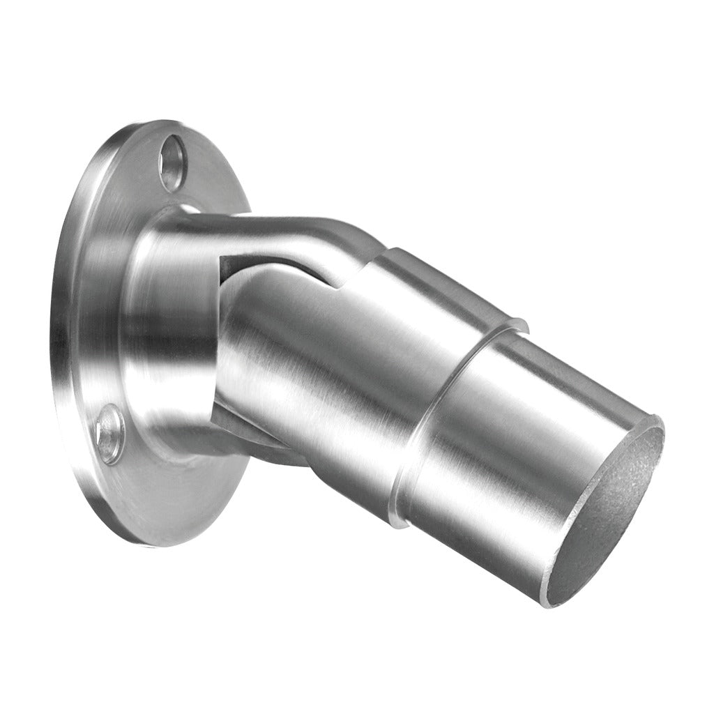 Q-railing reguliuojamas sieninis flanšas 0–50° Ø33,7x2 mm porankiui MOD 0506 vamzdžiui Ø48,3x2 mm, ner. plienas AISI 304, šlifuotas pav.