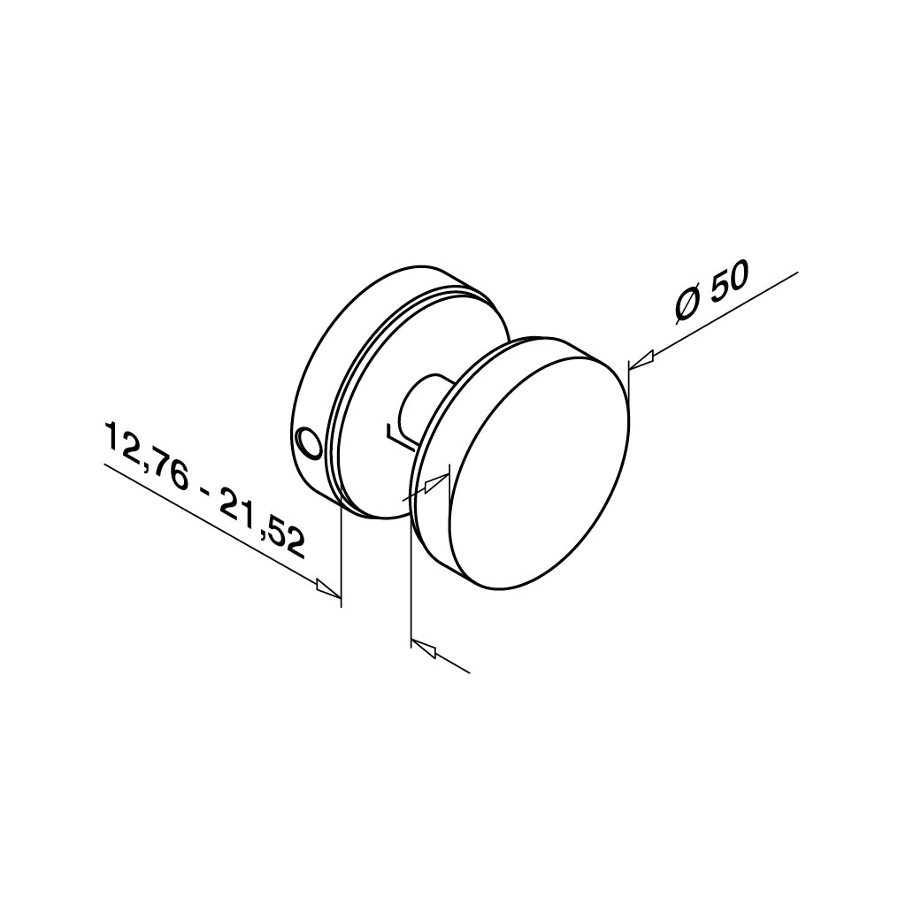 Q-railing Siklo laikiklis MOD 0742, Ø50mm, 12 - 19mm stiklui, ner. plien. AISI316, šlifuotas pav. ner. plien. AISI304, šlifuotas pav.