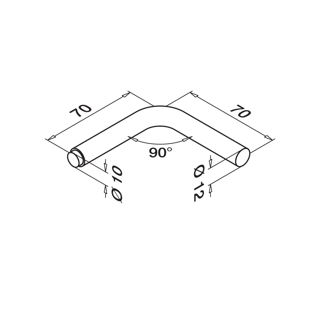 Q-railing porankio laikiklio virinama detalė 90° Ø12 70 mm MOD 0815