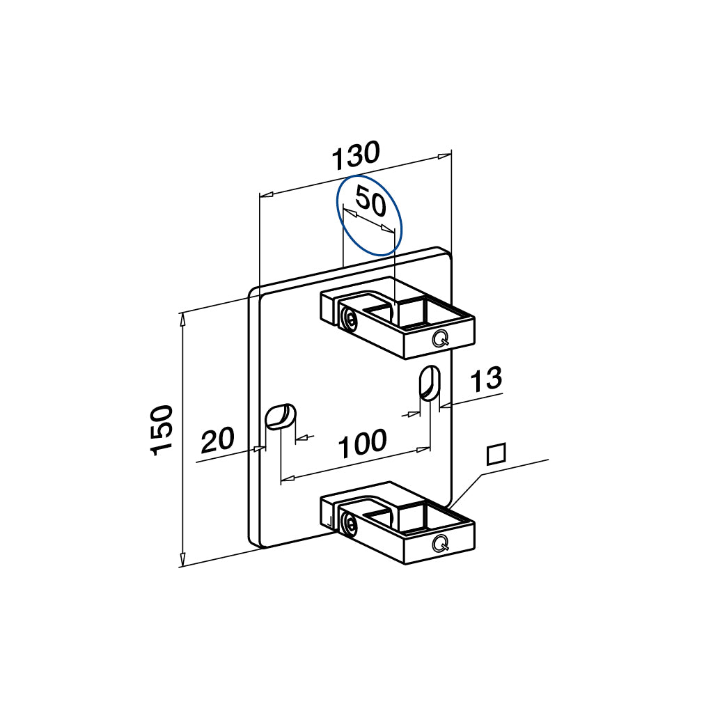 Q-railing turėklo stovo 40x40 mm laikiklis fasadui MOD 4551
