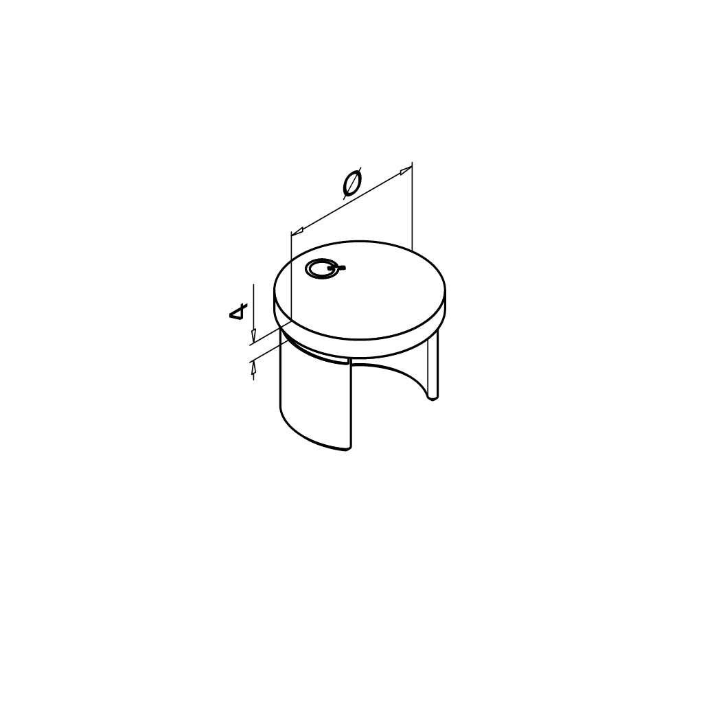 Q-railing aklė porankiui Ø30 mm ant stiklo MOD 6733 ner. plienas AISI 304, šlifuotas pav.