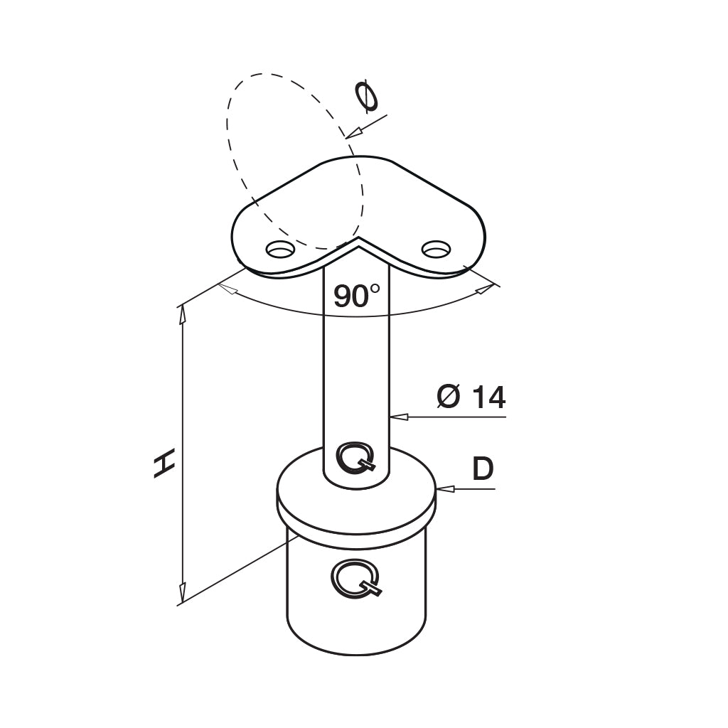 Q-railing Kampinis porankio laikiklis MOD 0710 140710-042-90-12