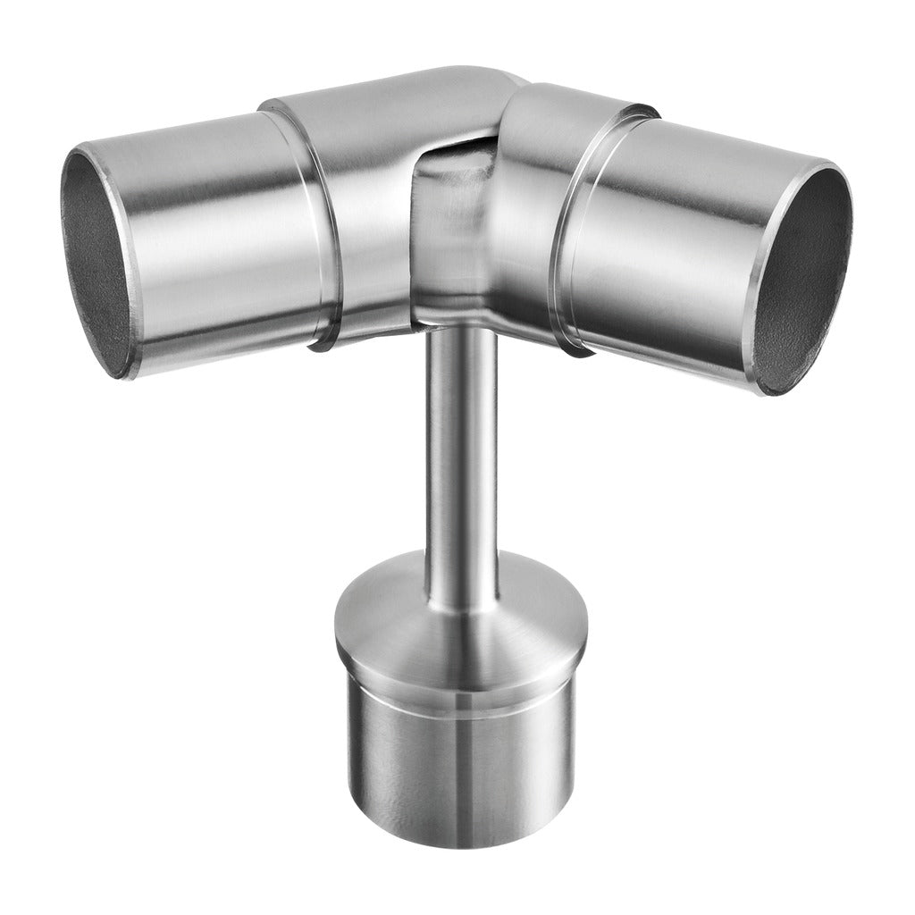 Q-railing Porankio tvirtinimas su šarnyrine alkūne MOD 0736 vamzdžiui Ø42,4x2 mm, ner. plienas AISI 316, šlifuotas pav.