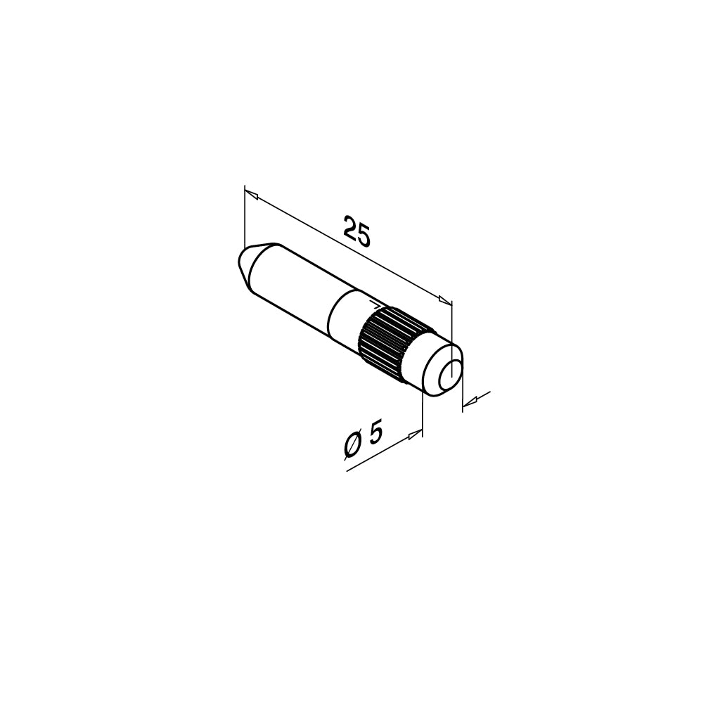 Q-railing jungiamasis profilio kaištis Ø5x25 mm Easy Glass MOD 3005