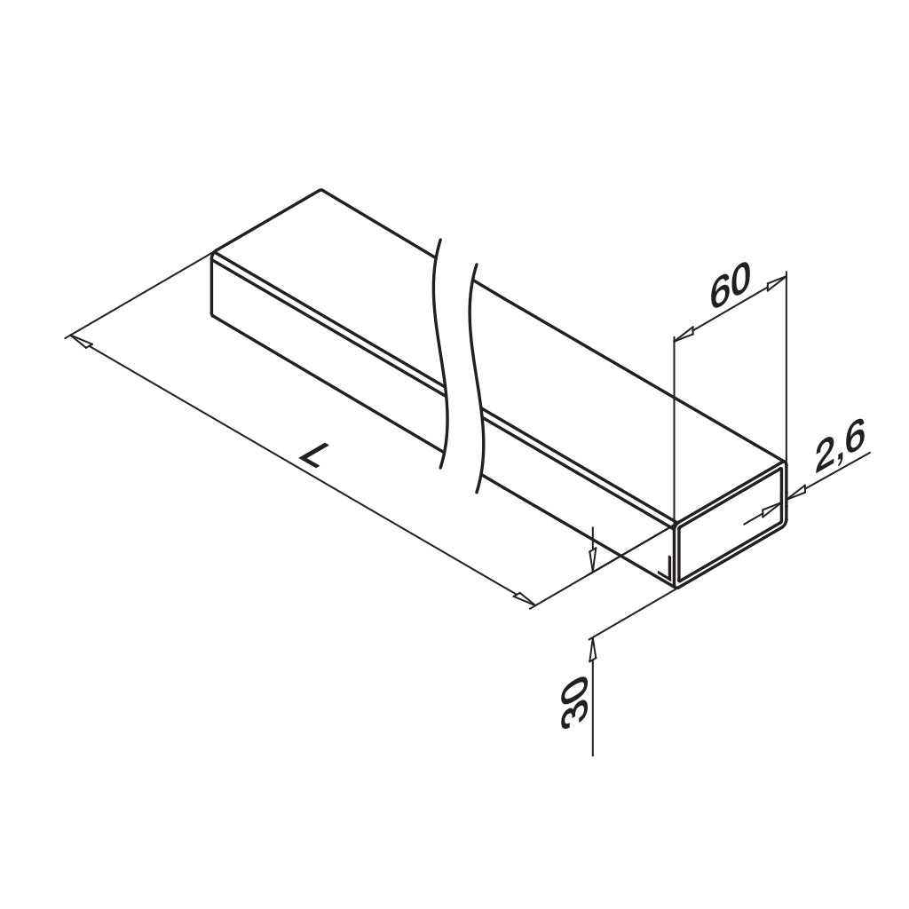 Q-railing Square Line vamzdis 60×30 mm MOD 4900