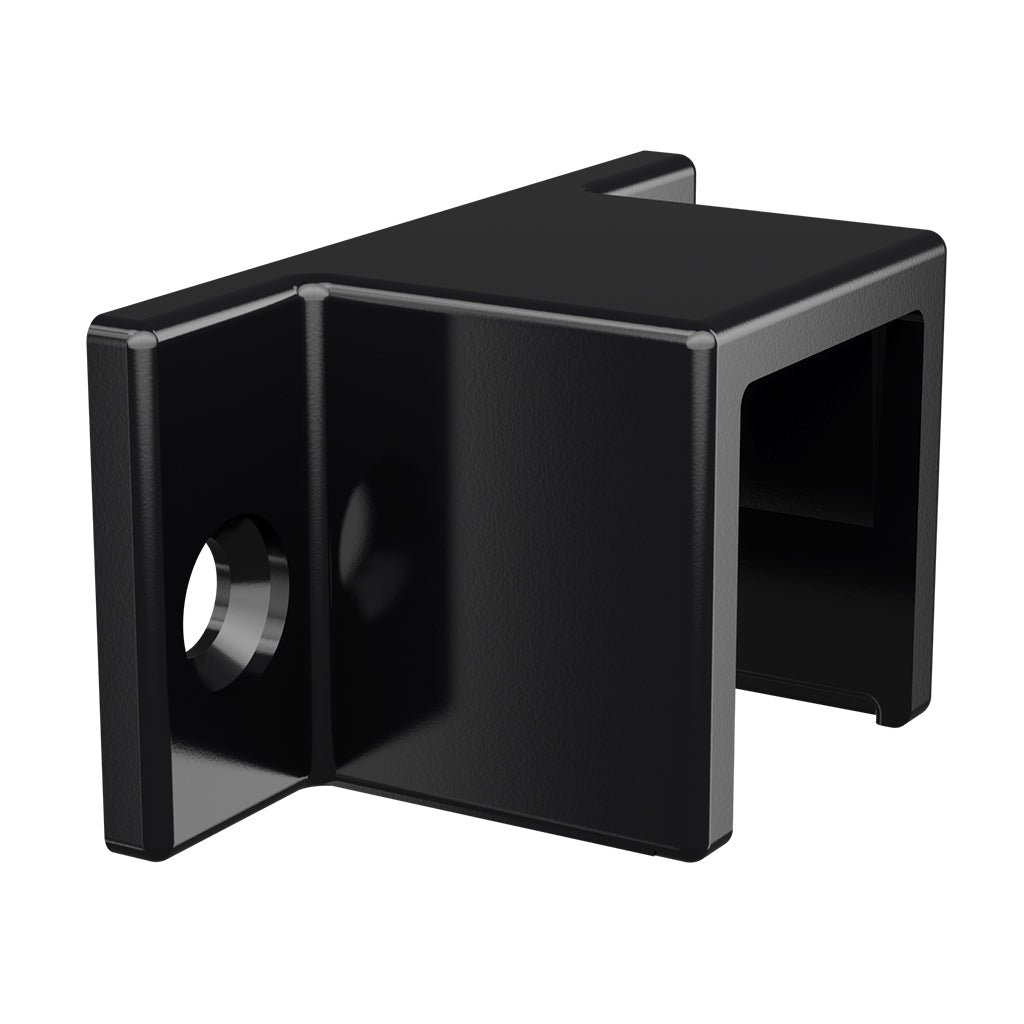 Q-railing EASY GLASS HYBRID porankio ant stiklo tvirtinimas į sieną MOD 6515 (wall flange) porankiui 33x39x4,5 mm, ner. plien. AISI316 dažytas juodas (RAL 9005, textured surface, single layer)