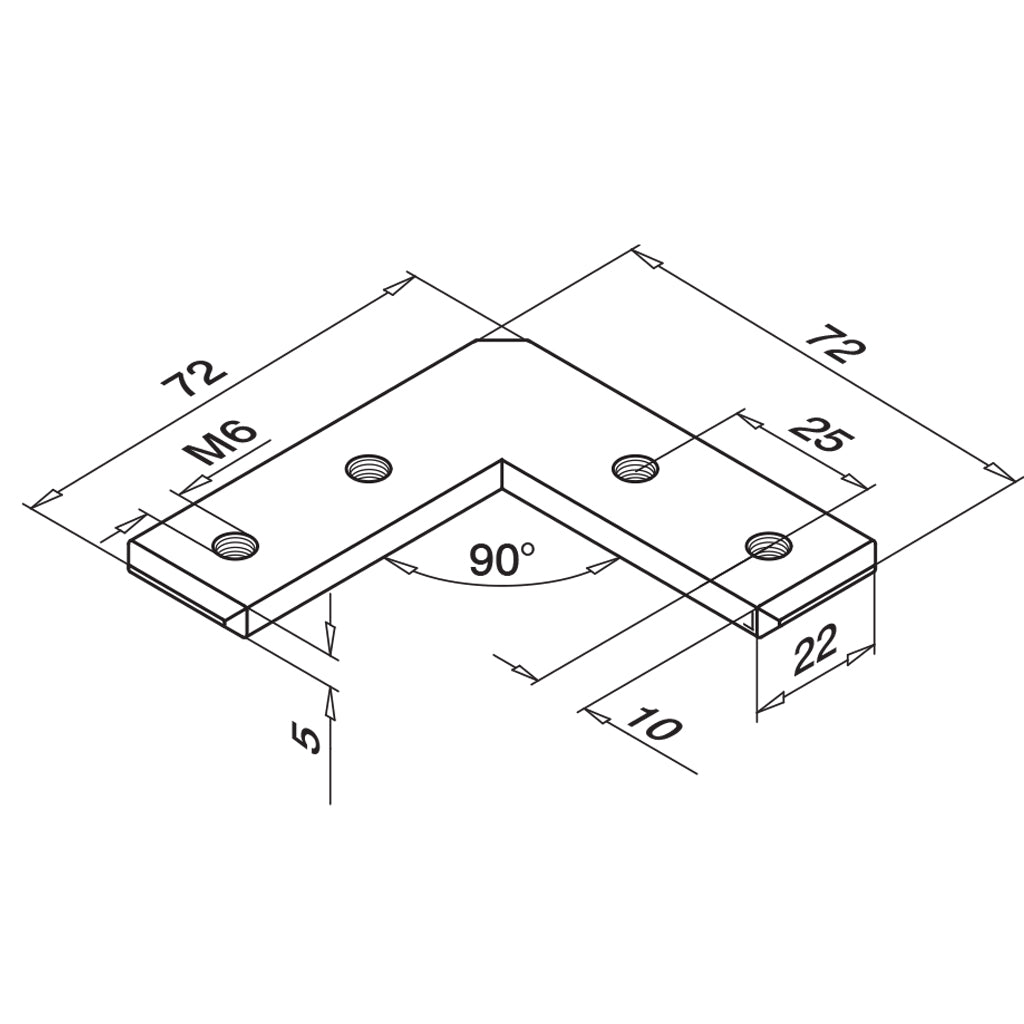 Q-railing EASY GLASS HYBRID 33x39 kampinė jungtis MOD 6311 166311-339