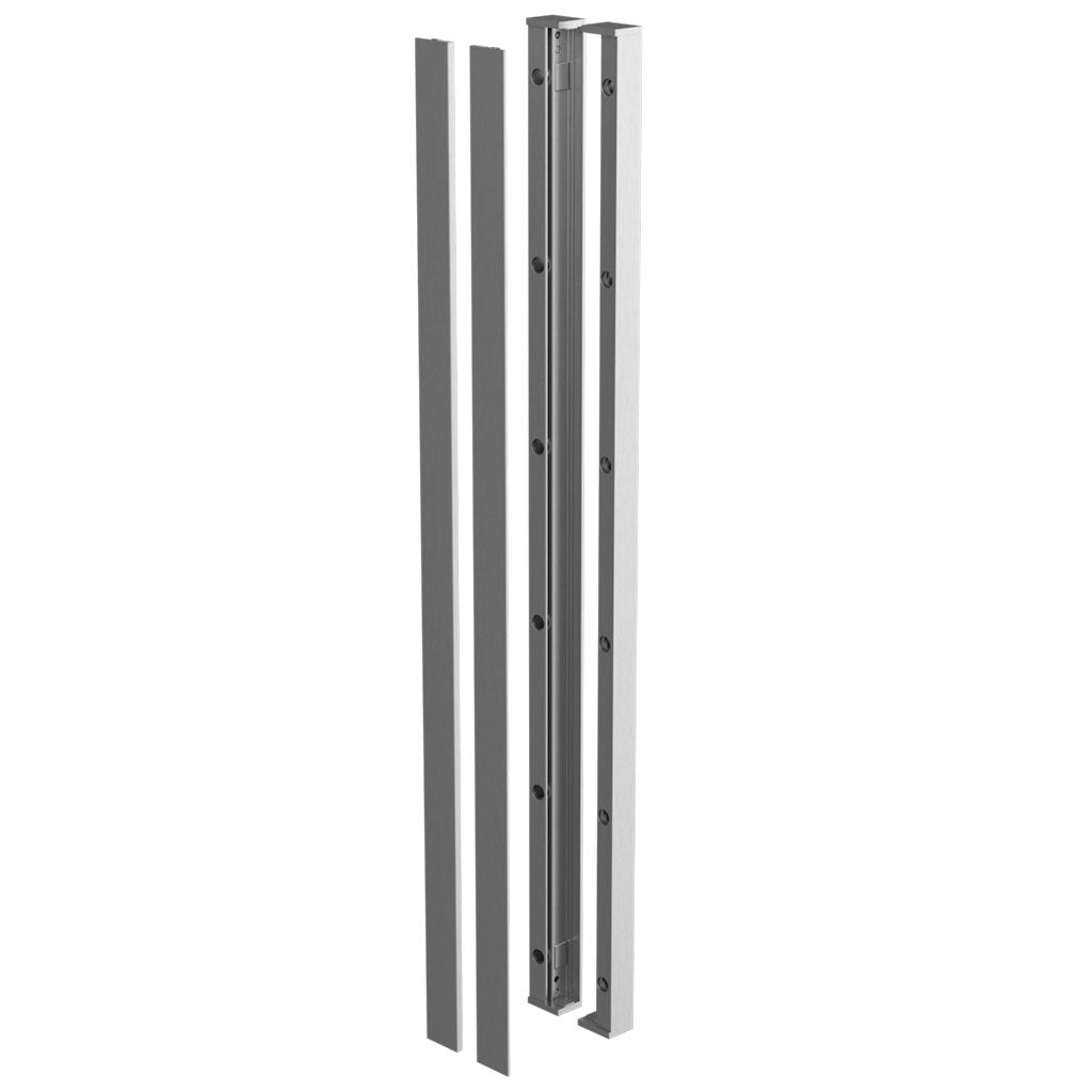 Q-railing Prancūziško balkono profiliai View (montuojami ant rėmo/fasado) MOD 6839 2x1100 mm, su skylėmis, anod. aliuminis, ner. plieno išvaizda (brushed anodised)