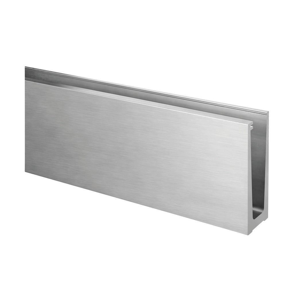Q-railing EASY GLASS SLIM Top Mount profilis MOD 8010 ilgis: 5000 mm, su skylėmis, ner. plieno išvaizda (brushed, anodised)