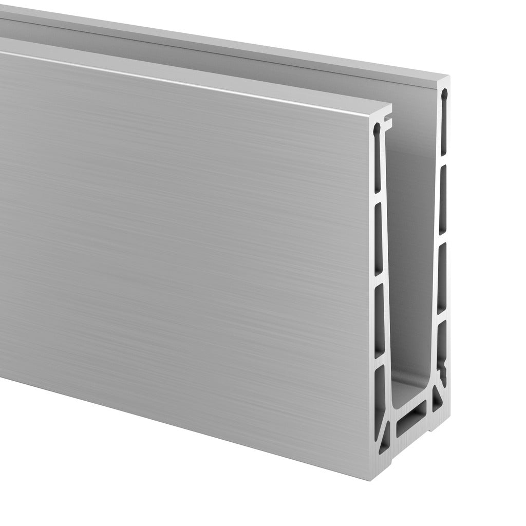 Q-railing EASY GLASS PRO Top Mount profilis MOD 8110 ilgis: 5000 mm, su skylėmis, ner. plieno išvaizda (brushed, anodised)