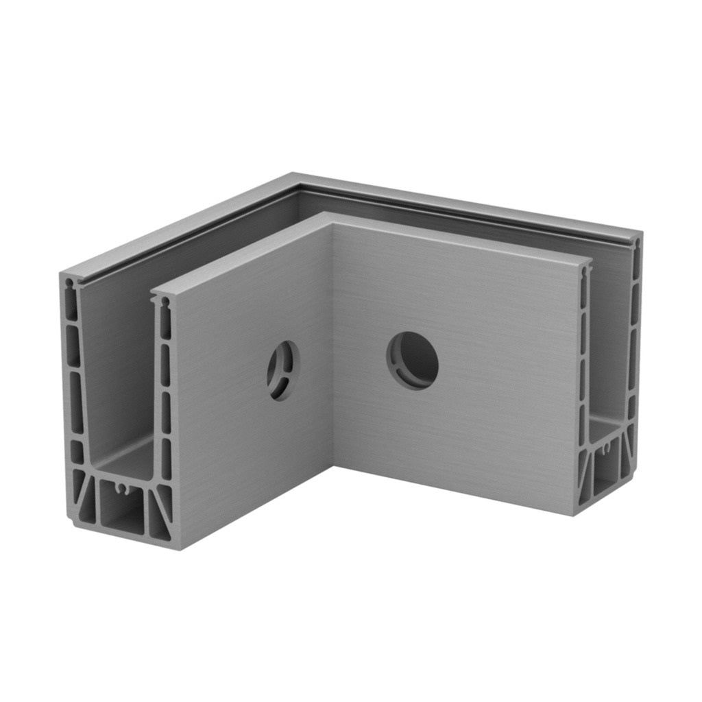 Q-railing EASY GLASS PRIME Fascia Profilio kampas MOD 8431 vidinis kampas, anod. aliuminis, ner. plieno išvaizda (brushed, anodised)