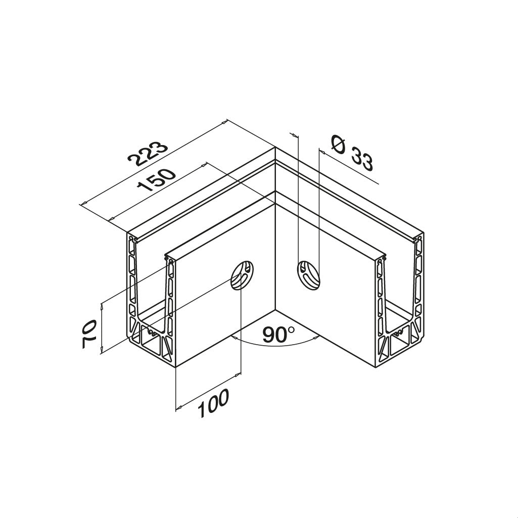 Q-railing EASY GLASS PRIME Fascia Profilio kampas MOD 8431