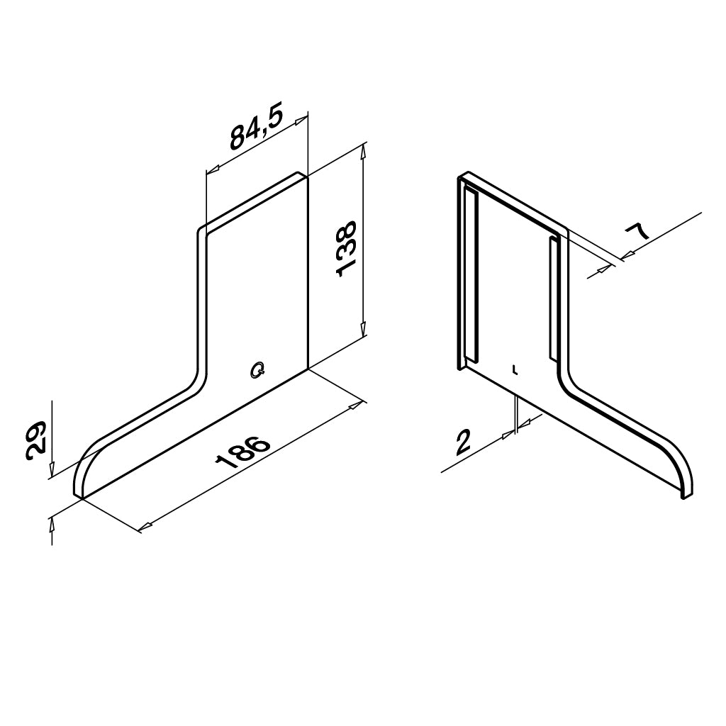 Q-railing EASY GLASS MAX F Top Mount profilio aklė MOD 8522 kairė pusė, ner. plieno išvaizda (brushed, anodised)