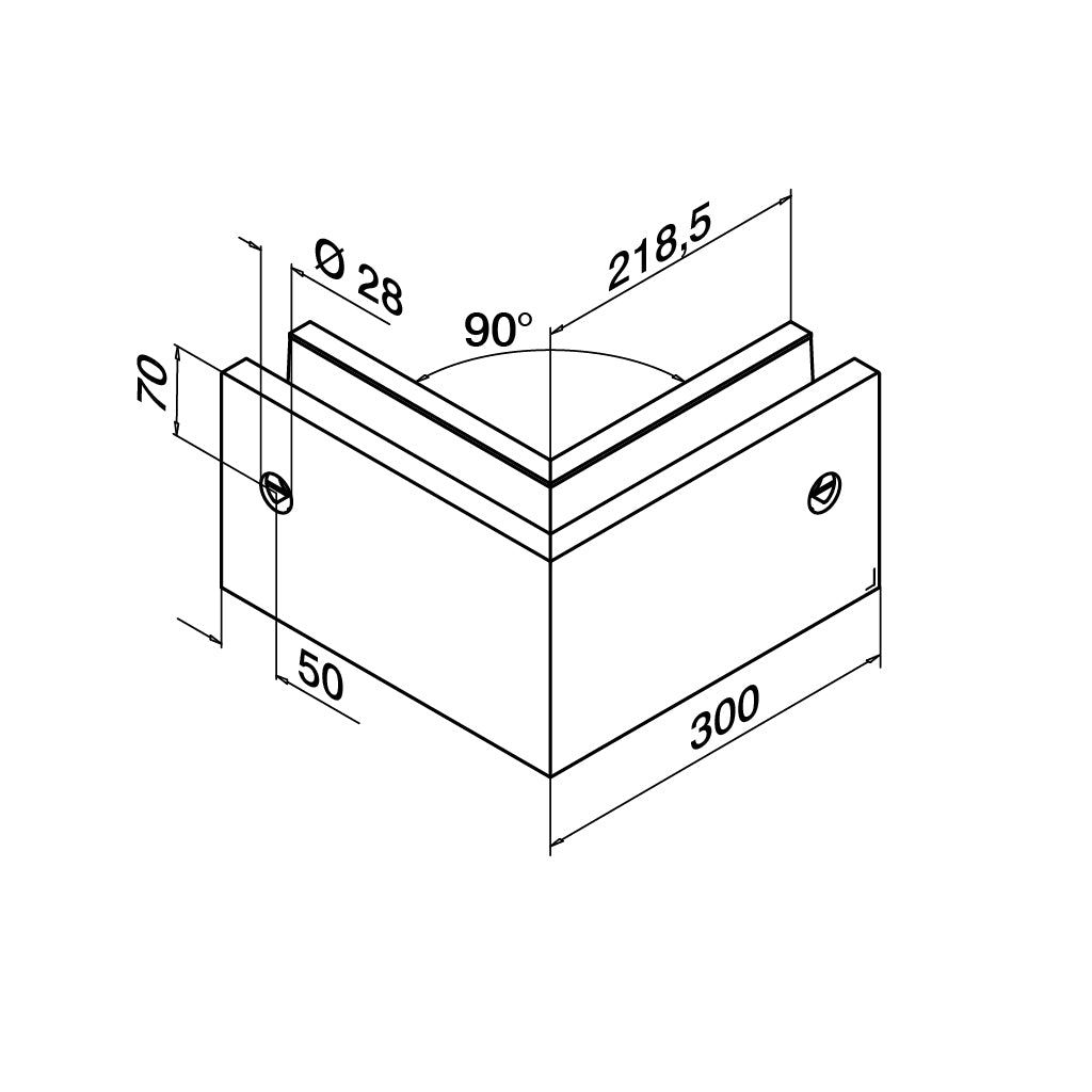 Q-railing EASY GLASS MAX Fascia Mount profilio kampas MOD 8531 išorinis kampas, ner. plieno išvaizda (brushed, anodised)