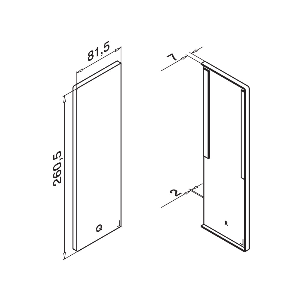 Q-railing EASY GLASS MAX Y Fascia Mount profilio aklė MOD 8542 dešinė pusė, ner. plieno išvaizda (brushed, anodised)