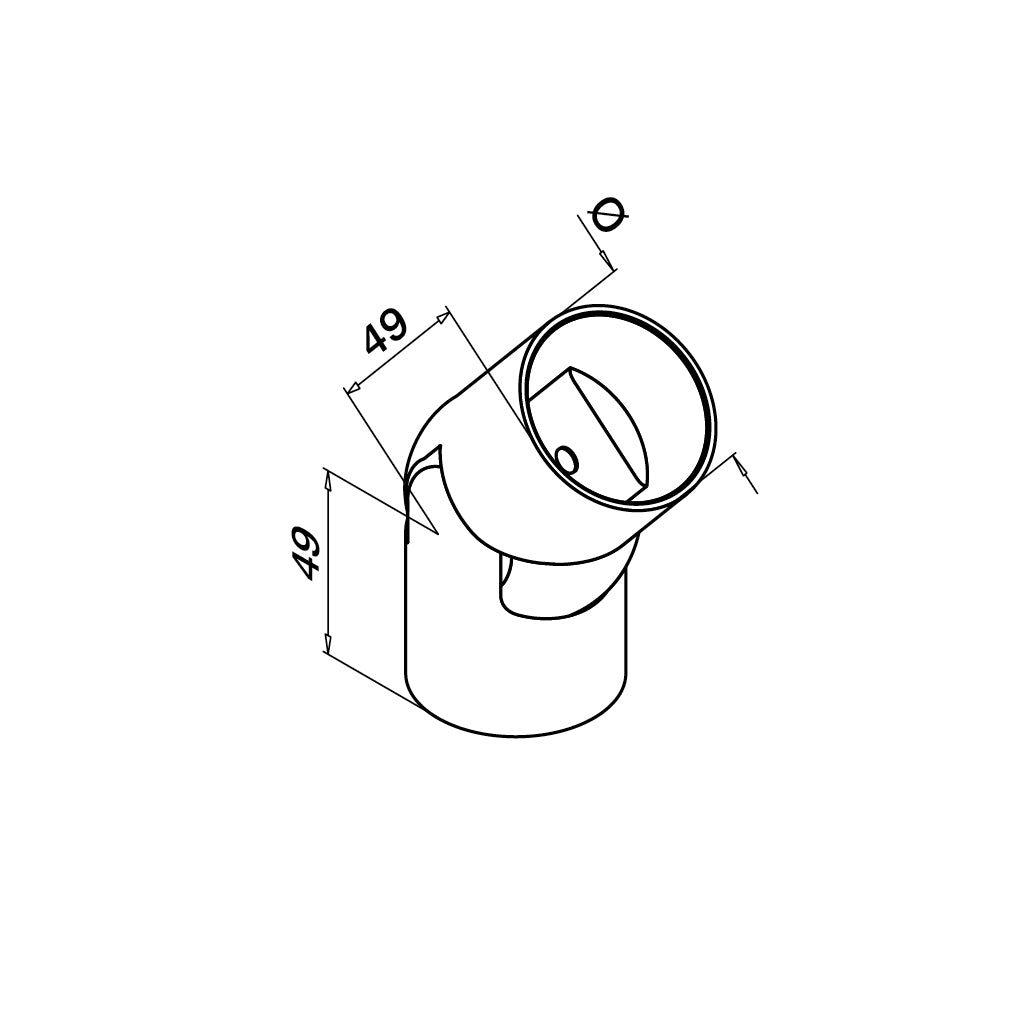 Q-railing reguliuojamas kampas 0–70° medžiui Ø42 mm MOD 0313