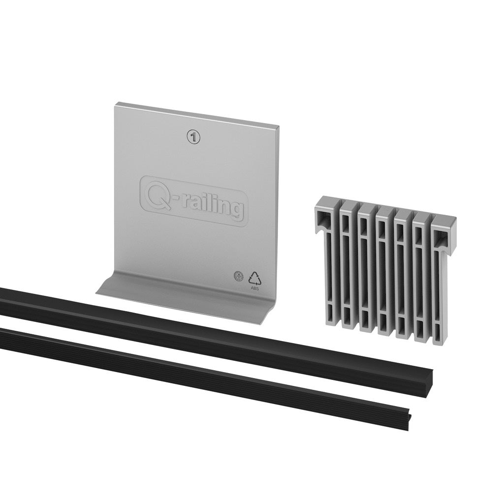 Q-railing EASY GLASS PRO nereguliuojamų tarpinių komplektas MOD 8100 ilgis: 5000 mm, stiklas: 12.76 mm