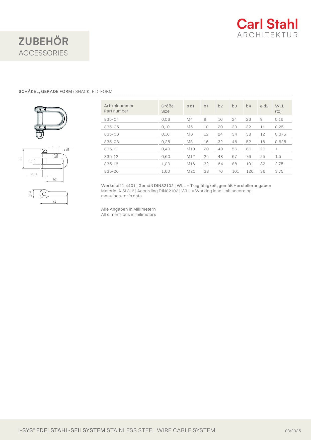 Carl Stahl Bow shackle 835