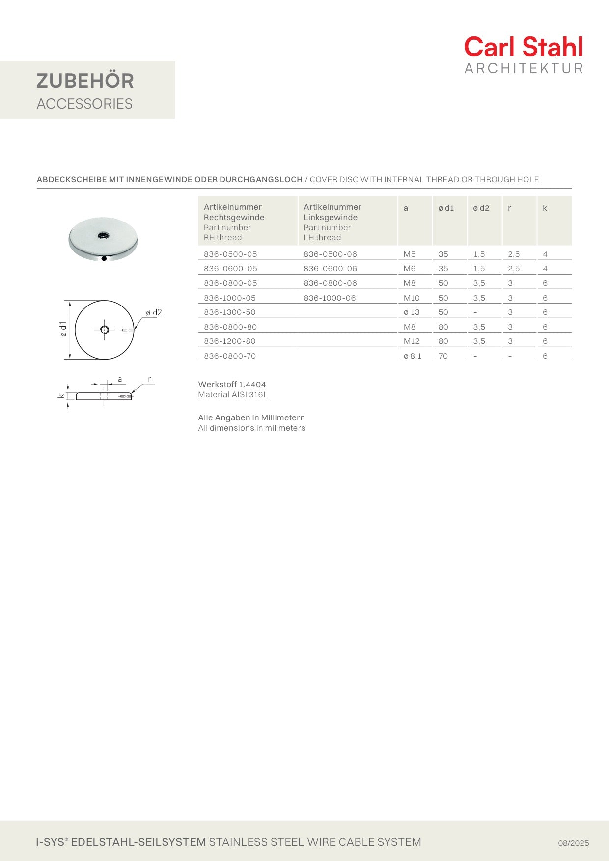 Carl Stahl Cover disc 836