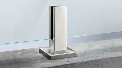 Q-railing EASY GLASS BASE apatinis stiklo laikiklis MOD 6200 ner. plien. AISI316, poliruotas blizgus paviršius