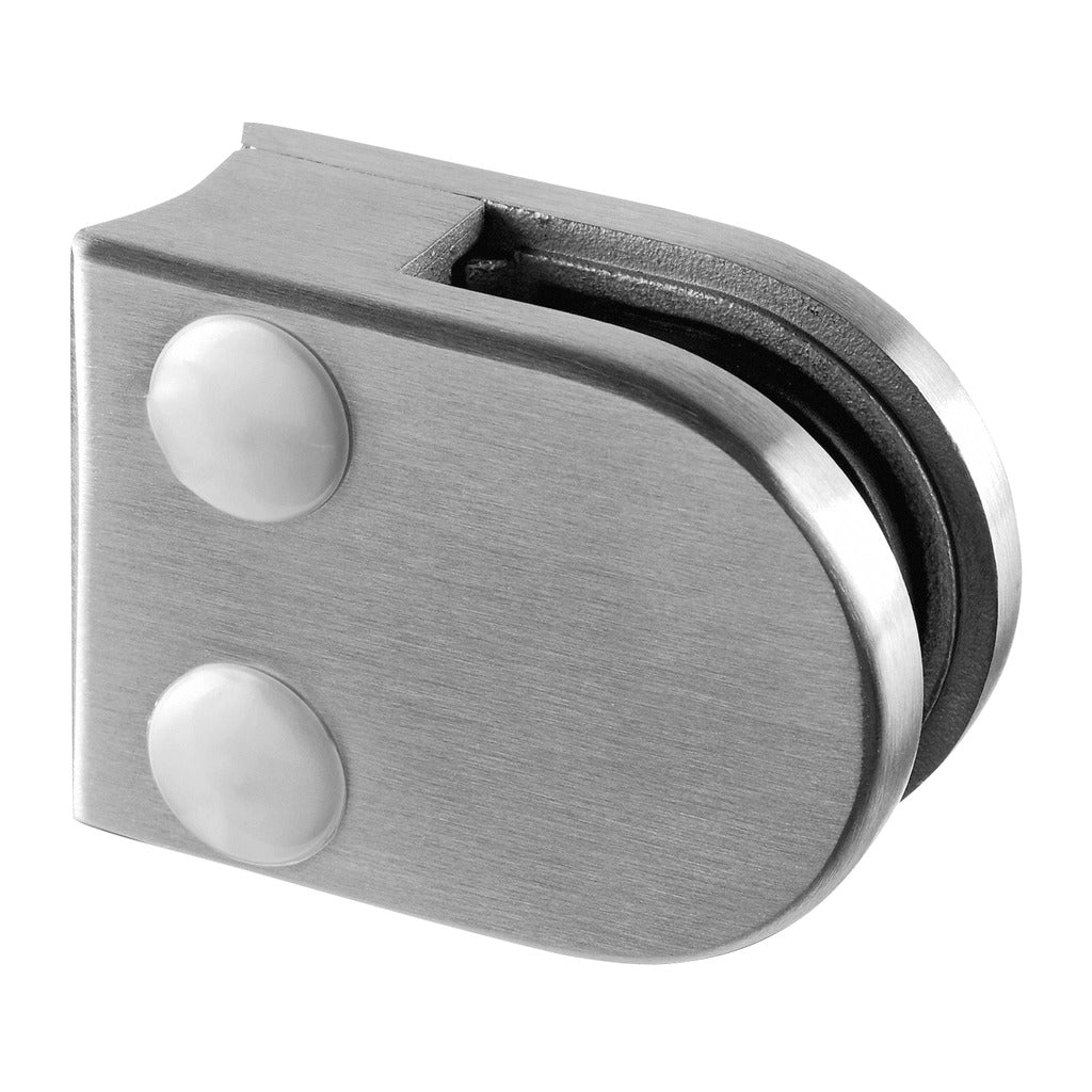 Q-railing stiklo laikiklis prie apvalaus vamzdžio MOD 2700 Ø33,7 mm, cinkas, ner. plieno išvaizda (brushed, anodised)