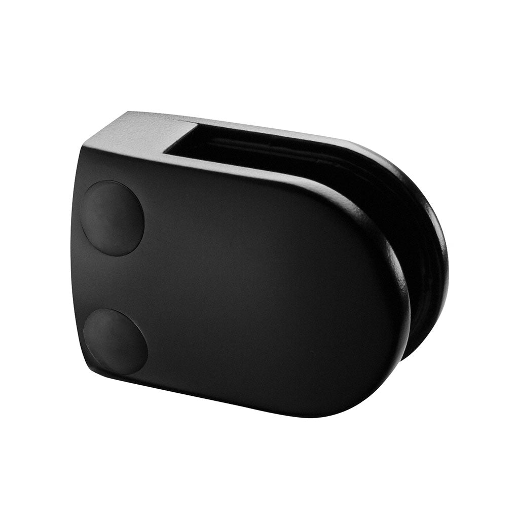 Q-railing stiklo laikiklis prie stačiakampio vamzdžio MOD 2800 cinkas, paviršius juoda (RAL 9005), tik vidiniam naudojimui