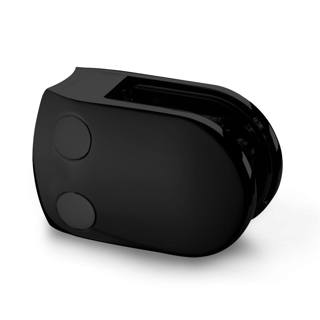 Q-railing stiklo laikiklis prie apvalaus vamzdžio MOD 2800 Ø42,4 mm, cinkas, paviršius juoda (RAL 9005), tik vidiniam naudojimui