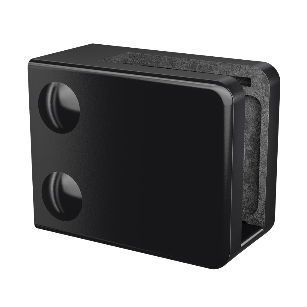 Q-railing Stiklo laikiklis MOD 4200 prie lygaus pav. RAL9005 tvirtinimas prie stačiakampio vamzdžio, cinkas, pav. juodas (RAL 9005)