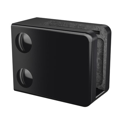 Q-railing Stiklo laikiklis MOD 4200 prie lygaus pav. RAL9005 tvirtinimas prie stačiakampio vamzdžio, cinkas, pav. juodas (RAL 9005)