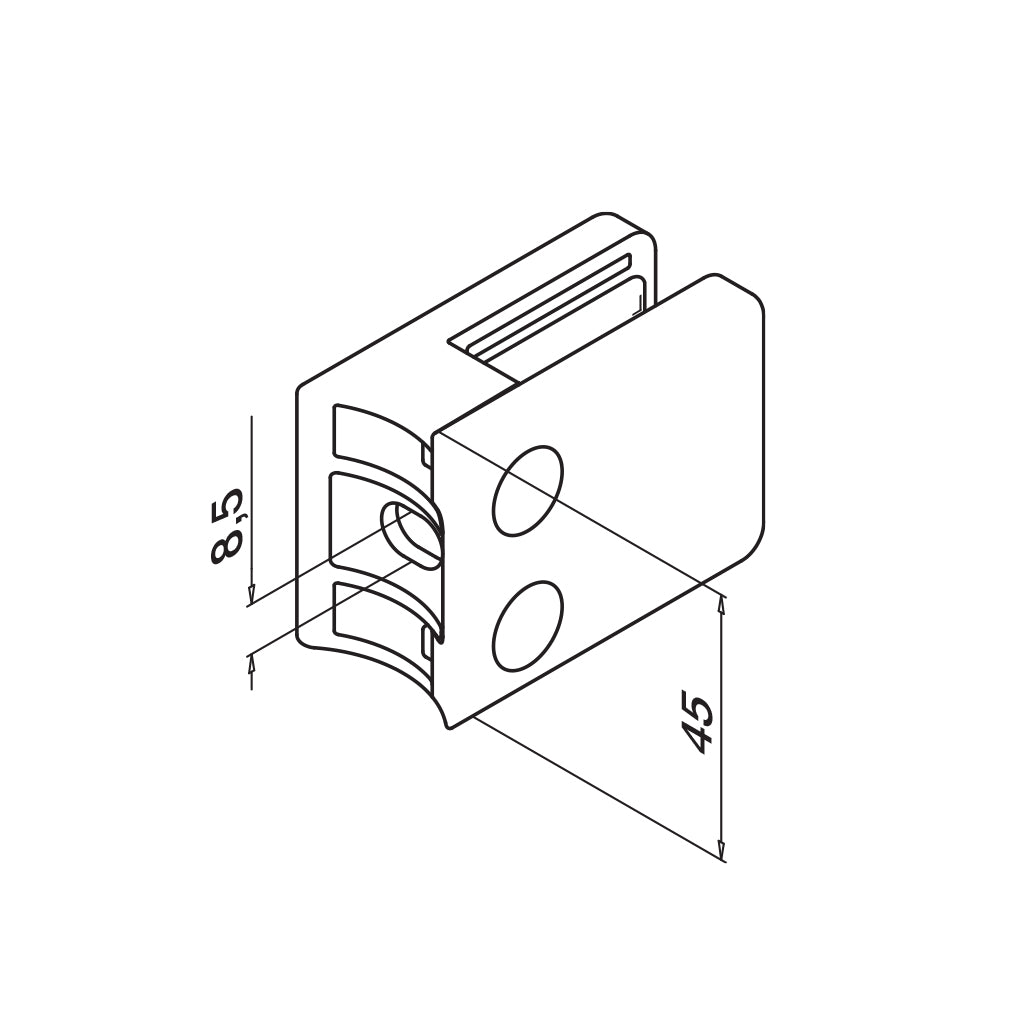 Q-railing Stiklo laikiklis MOD 4200 prie apvalaus pav. RAL9005 vamzdis: Ø42.4 mm, cinkas, pav. juodas (RAL 9005)