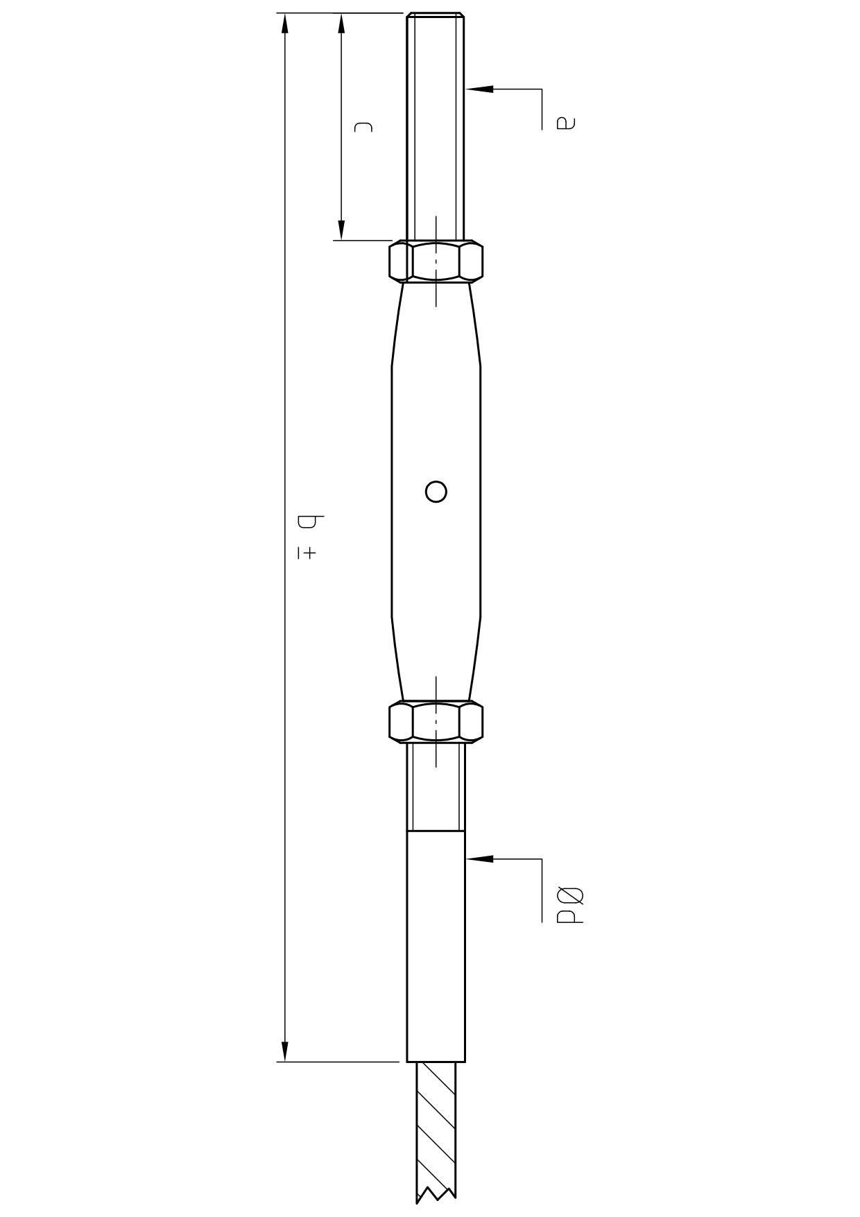 Carl Stahl I-SYS stainless steel Carl Stahl Turnbuckle with thread, hammered, RH thread M6
