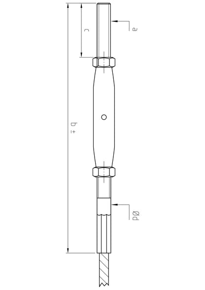 Carl Stahl I-SYS stainless steel Carl Stahl Turnbuckle with thread, swaged, RH thread M6