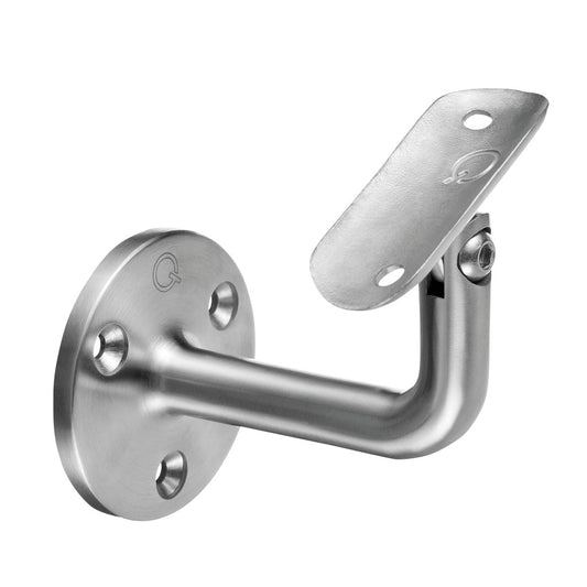 Q-railing reguliuojamas sieninis porankio laikiklis MOD 0102 vamzdžiui: Ø42,4 mm, ner. plienas AISI 304, šlifuotas pav.