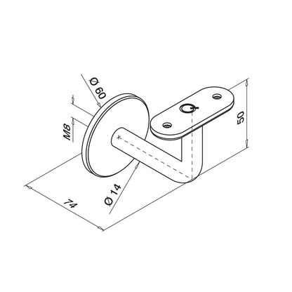 Q-railing Porankio laikiklis MOD 0111 ner. plienas AISI 304, šlifuotas paviršius