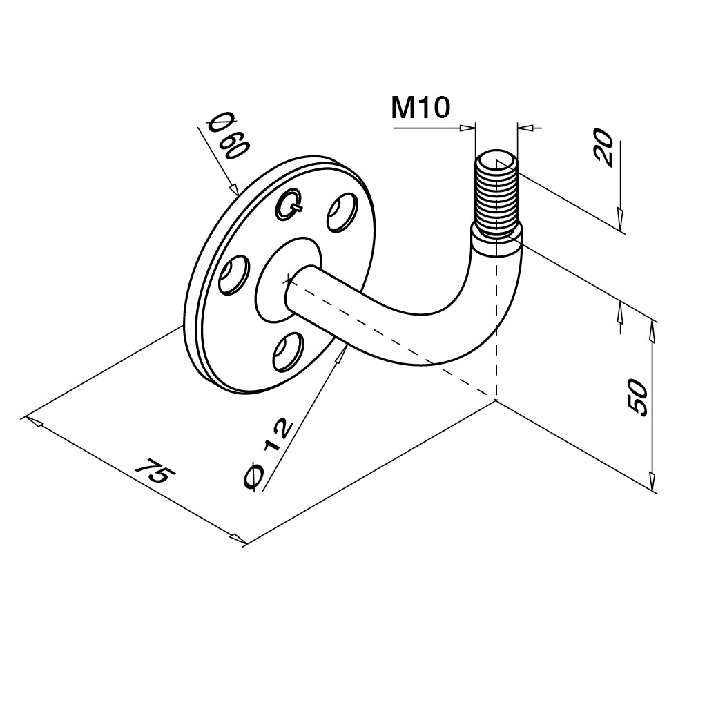 Q-railing sieninis porankio laikiklis M10 MOD 0118