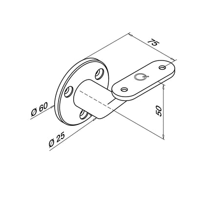 Q-railing sieninis porankio laikiklis MOD 0126 ner. plienas AISI 304