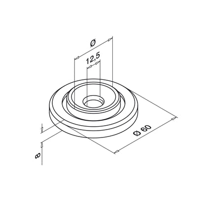Q-railing rozetė Ø60 mm vamzdžiui Ø42,4 mm MOD 0501