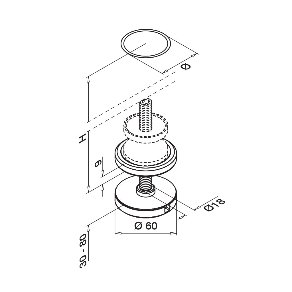 Q-railing turėklo stovas Ø42,4×2 mm H=1150 mm laiptų montavimui MOD 0545