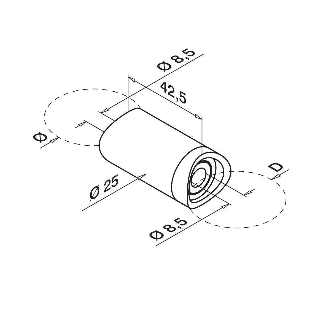 Q-railing adapteris su paslėptu tvirtinimu vamzdžiui: Ø42,4 mm MOD 0627