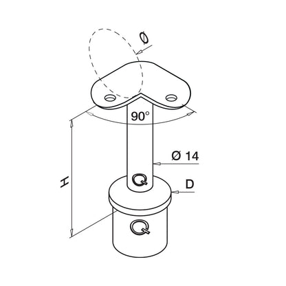 Q-railing Corner handrail bracket MOD 0709