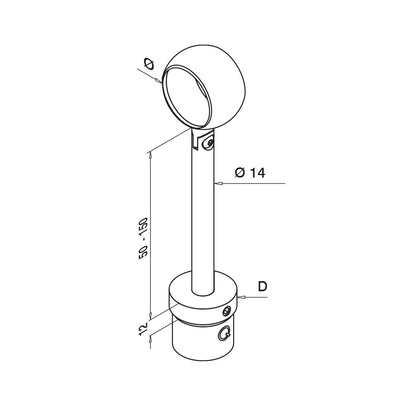 Q-railing reguliuojamas porankio laikiklis MOD 0699 vamzdžiui Ø42,4 × 2,6 mm, ner. plienas AISI 304, šlifuotas paviršius