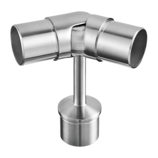 Q-railing Porankio tvirtinimas su šarnyrine alkūne MOD 0736 vamzdžiui Ø42,4x2 mm, ner. plienas AISI 304, šlifuotas pav.