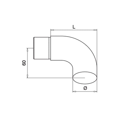 Q-railing aklė MOD 0739 vamzdžiui: Ø48,3×2,6 mm, ner. plienas AISI 304, šlifuotas pav.