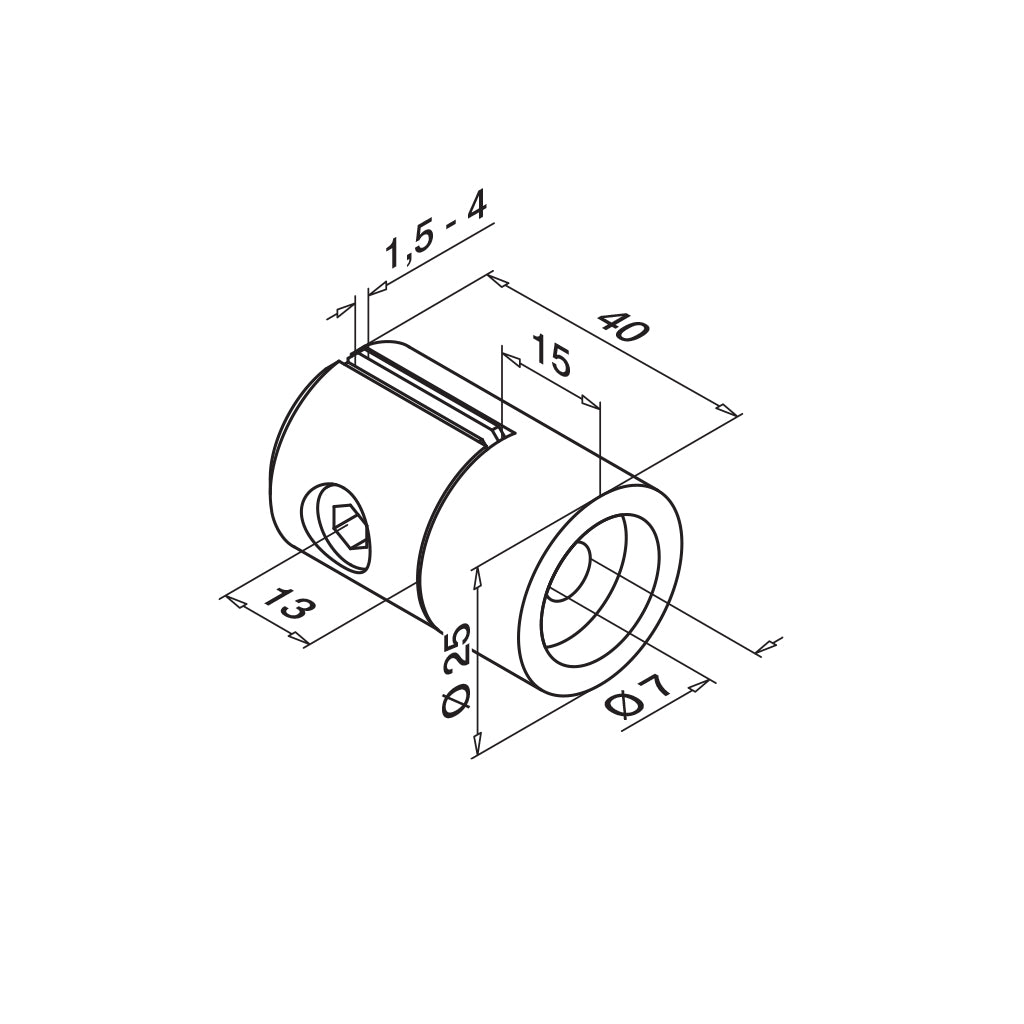 Q-railing plokštelės laikiklis Ø25 mm 1.5–4 mm plokštei MOD 0743