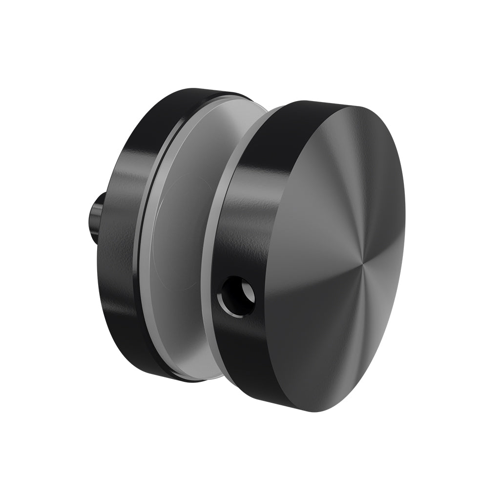 Q-railing EASY GLASS taškinis stiklo laikiklis Ø50 mm MOD 0747 atitraukimas: 30 mm; ner. plien. AISI304, šlifuotas pav. pav. juodas (RAL 9005, textured surface, single layer)