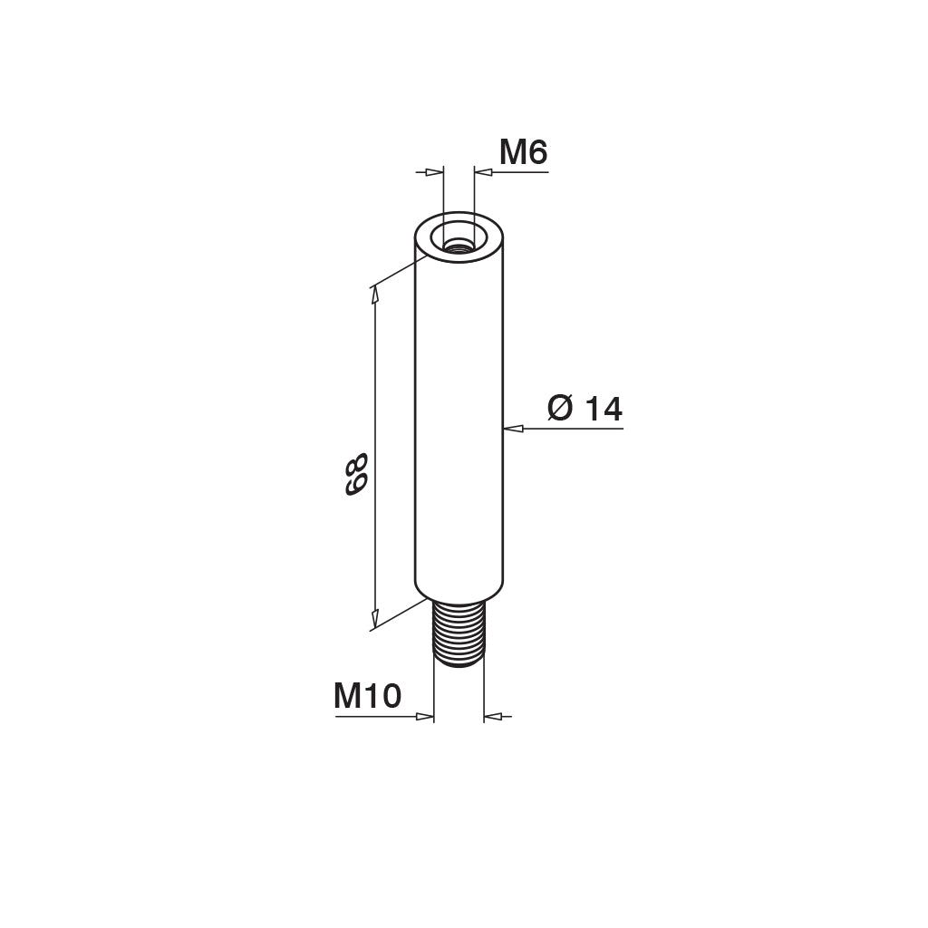 Q-railing porankio laikiklis Ø14 mm H=68mm MOD 0811 ner. plienas AISI 304, šlifuotas pav.